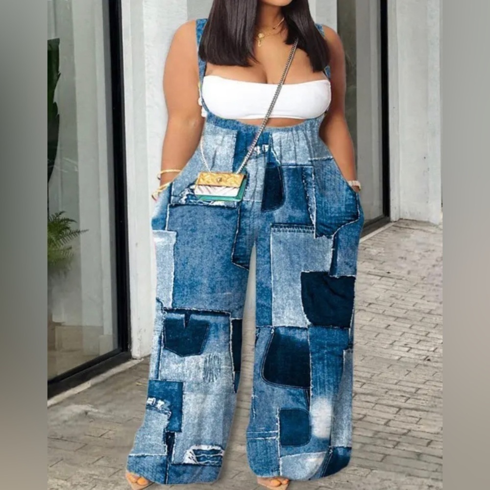 Denim look Chic Plus size Jumpsuit